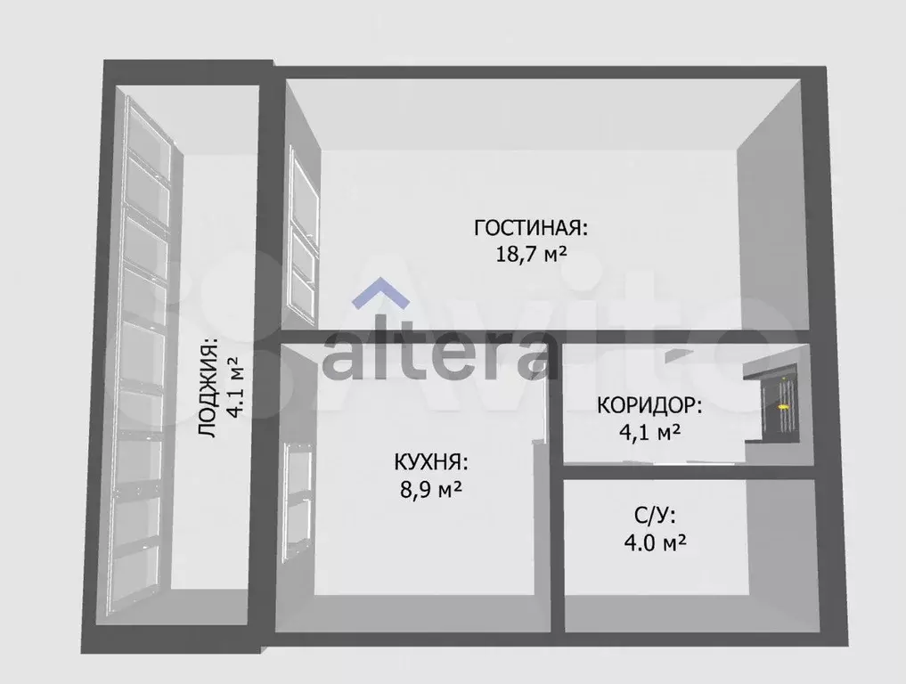 1-к. квартира, 35,7 м, 5/9 эт. - Фото 1