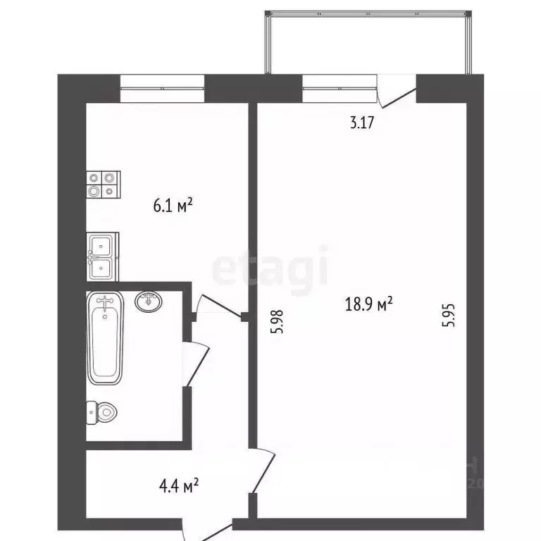1-к кв. Ярославская область, Ярославль Угличская ул., 3 (33.0 м) - Фото 2