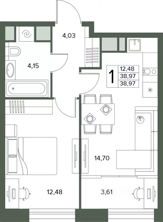 2-к кв. Московская область, Серпухов  (38.97 м) - Фото 1