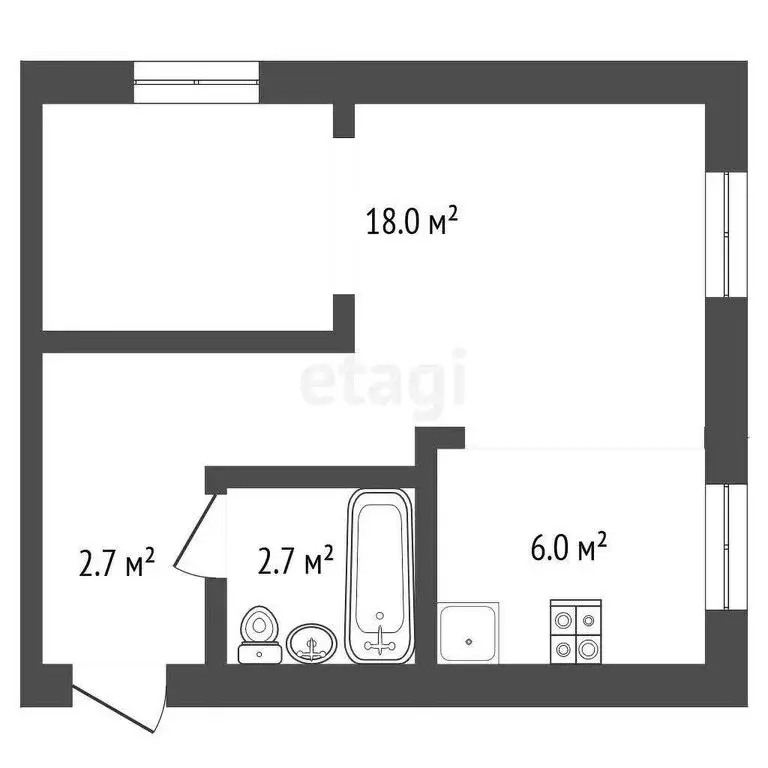1-комнатная квартира: Стерлитамак, улица Худайбердина, 158 (29.4 м) - Фото 1