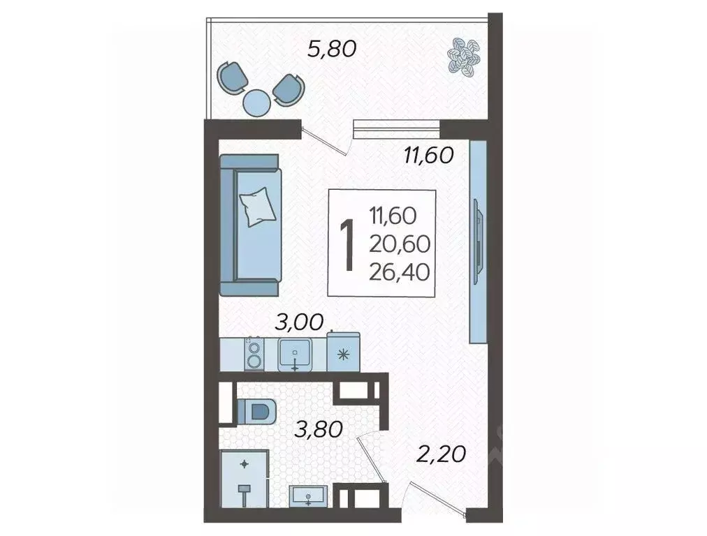 Студия Краснодарский край, Сочи городской округ Горный Квартал жилой ... - Фото 1