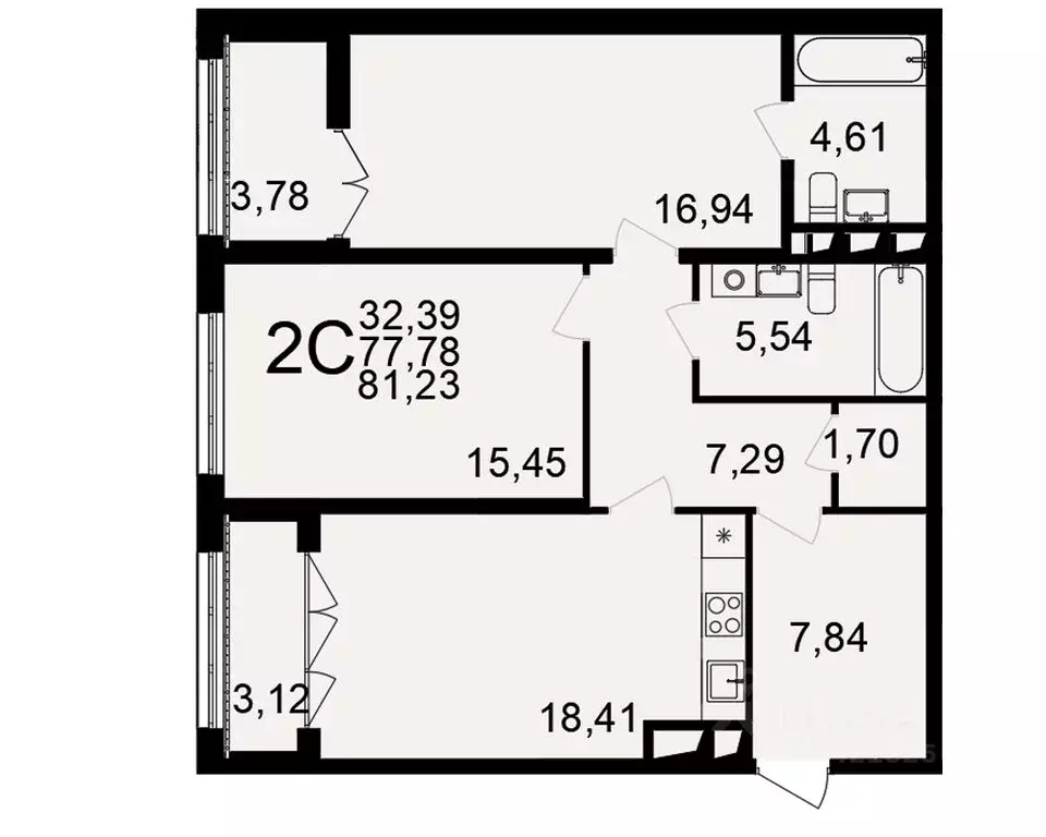 2-к кв. Тульская область, Тула пос. Горелки, Время жилой комплекс ... - Фото 1