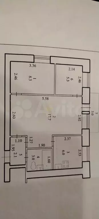 3-к. квартира, 43,3 м, 5/5 эт. - Фото 0