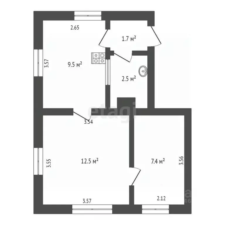 2-к кв. Крым, Джанкой ул. Промышленная, 22 (33.6 м) - Фото 2