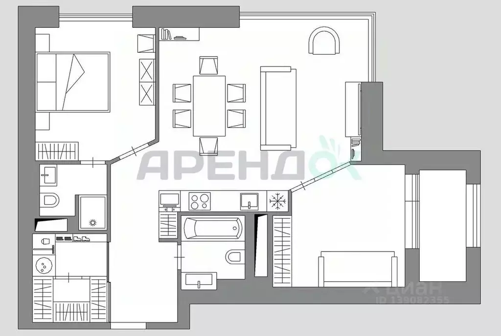 3-к кв. Санкт-Петербург Ушаковская наб., 1к4 (72.0 м) - Фото 2