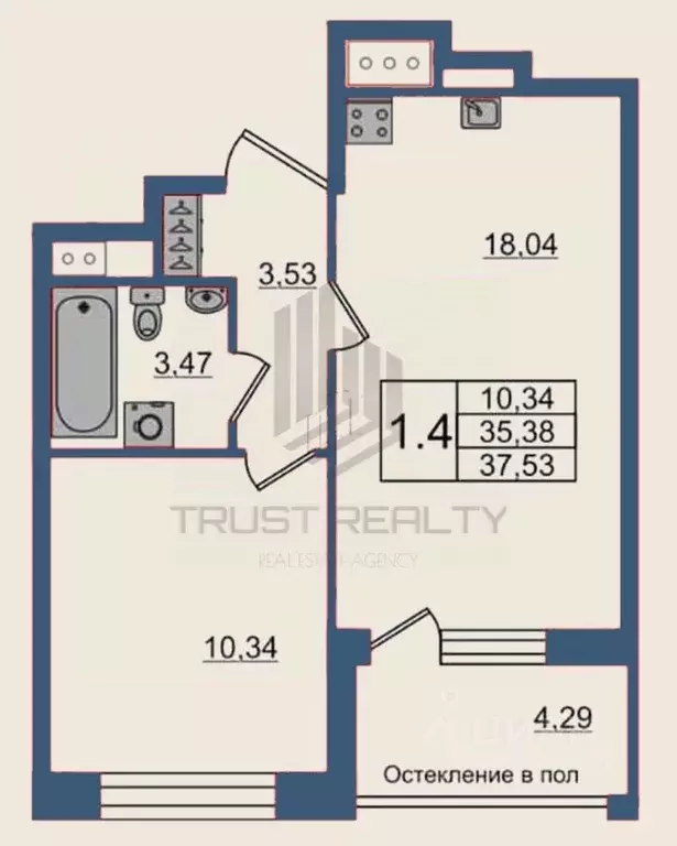 1-к кв. Санкт-Петербург 1-й Предпортовый проезд, 1 (37.52 м) - Фото 1