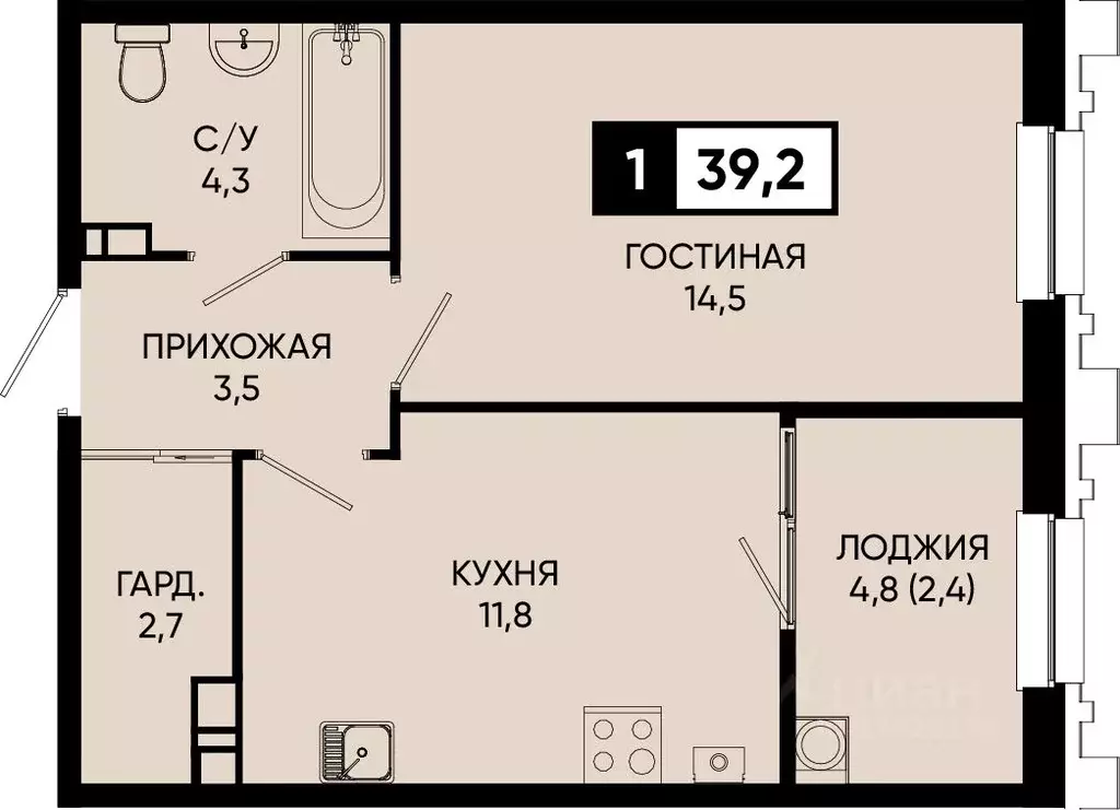 1-к кв. Ставропольский край, Кисловодск городской округ, пос. ... - Фото 0
