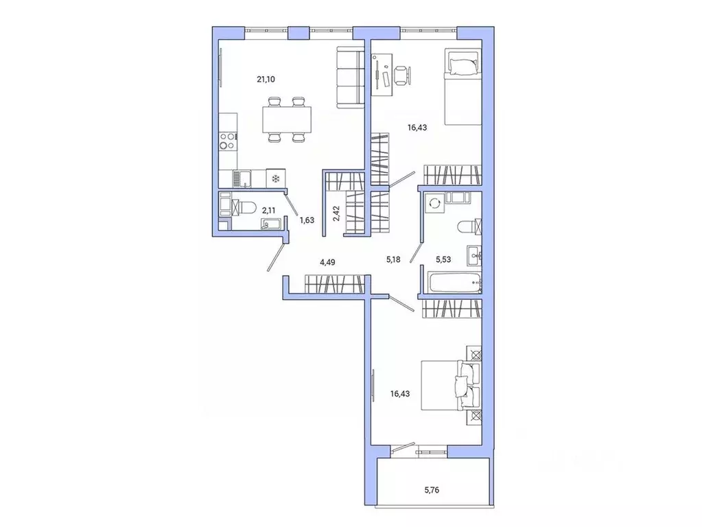 2-к кв. Ленинградская область, Гатчина ул. Чехова, 39к2 (78.3 м) - Фото 1
