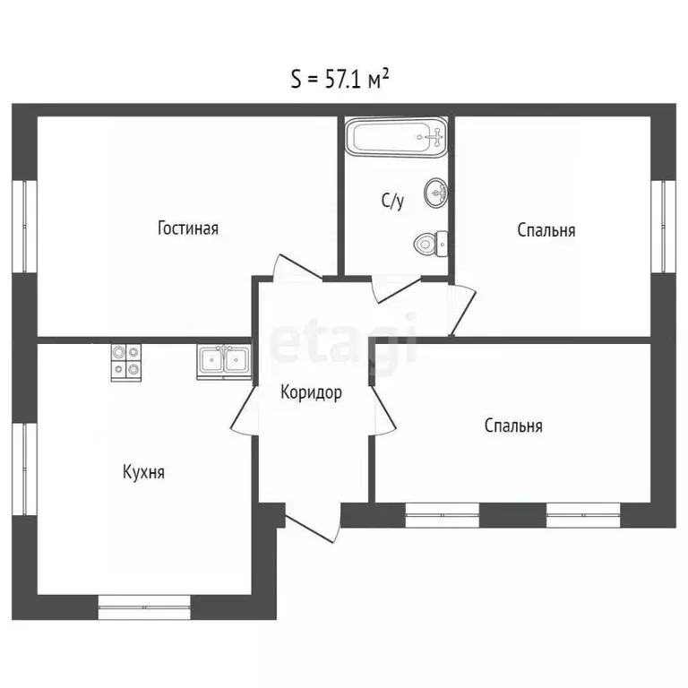 3-к кв. Ростовская область, Аксай ул. Гулаева, 119 (42.0 м) - Фото 1