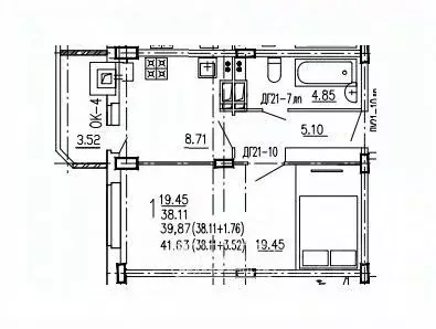 1-к кв. Курская область, Курск ул. 2-я Агрегатная, 57А (41.63 м) - Фото 1