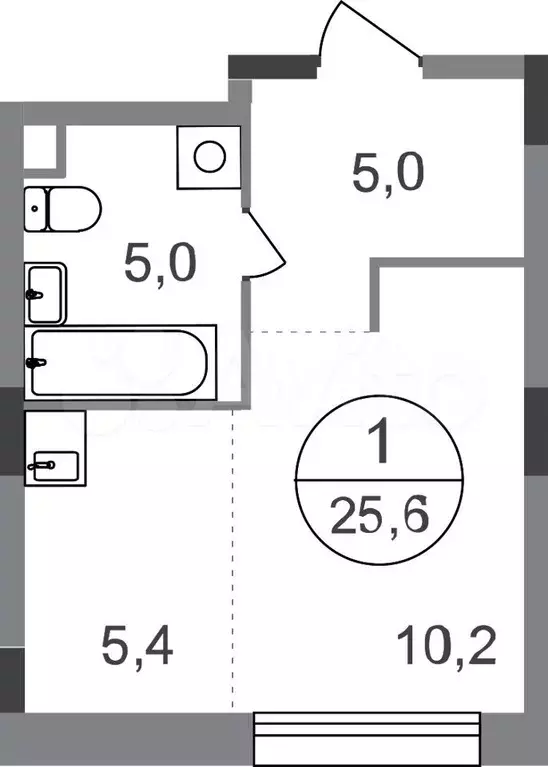 Квартира-студия, 25,6 м, 1/17 эт. - Фото 0