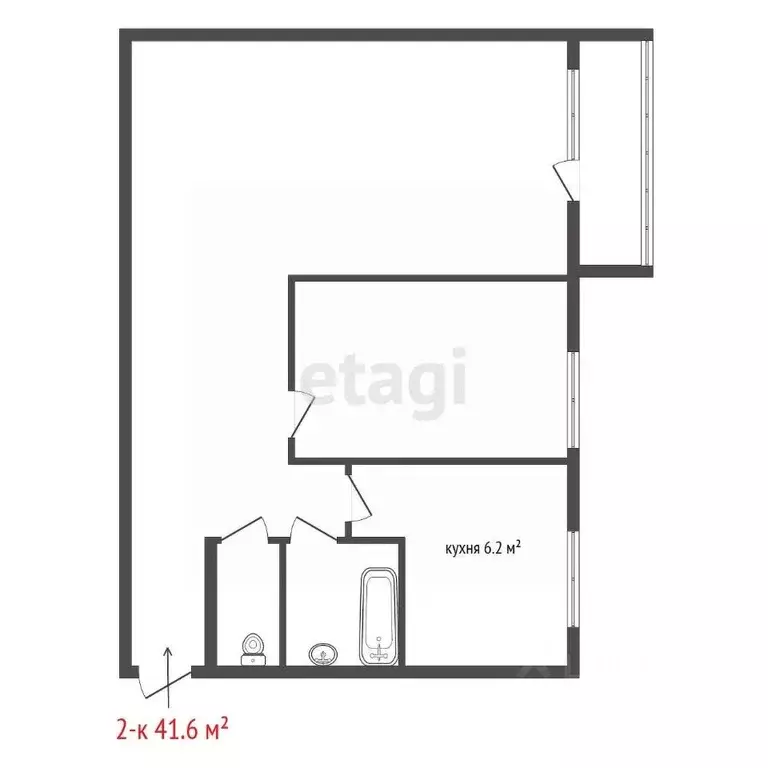 2-к кв. Свердловская область, Березовский ул. Красных Героев, 5 (41.6 ... - Фото 2