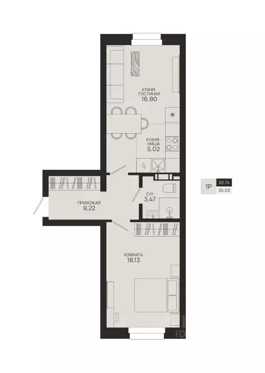 1-к кв. Ханты-Мансийский АО, Сургутский район, Федоровский городское ... - Фото 1