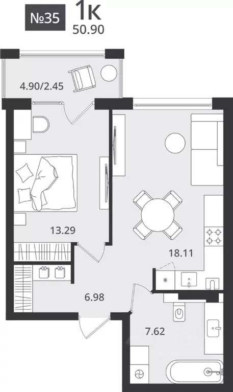 1-к кв. Калининградская область, Светлогорск Новая ул., 108-114 (50.9 ... - Фото 1