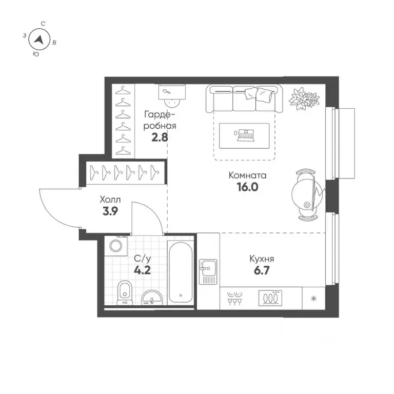 Студия Свердловская область, Екатеринбург Солнечный жилрайон,  (33.6 ... - Фото 1