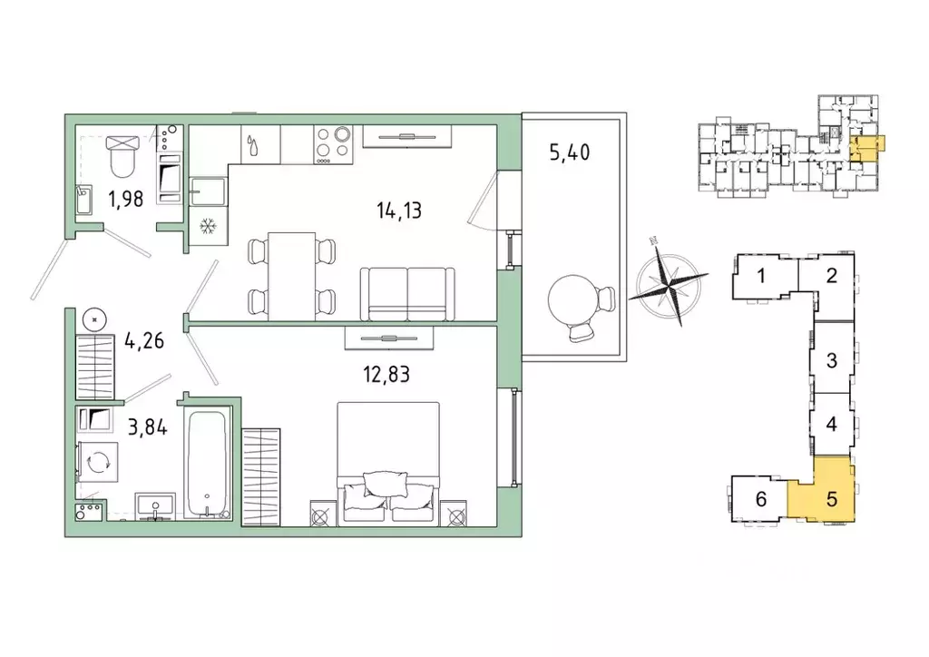 1-к кв. Ленинградская область, Гатчина Въезд мкр,  (38.66 м) - Фото 1