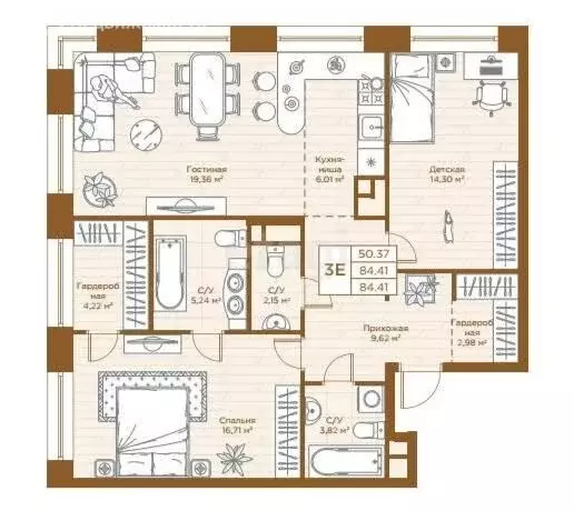 3-комнатная квартира: Казань, улица Алексея Козина, 10 (83.4 м) - Фото 1