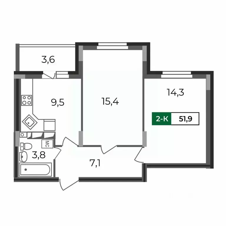 2-к кв. владимирская область, владимир бул. сталинградский, 7 (51.9 м) - Фото 0