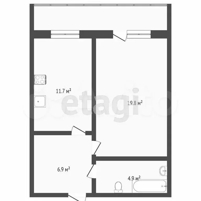 1-к. квартира, 41,4 м, 8/10 эт. - Фото 0