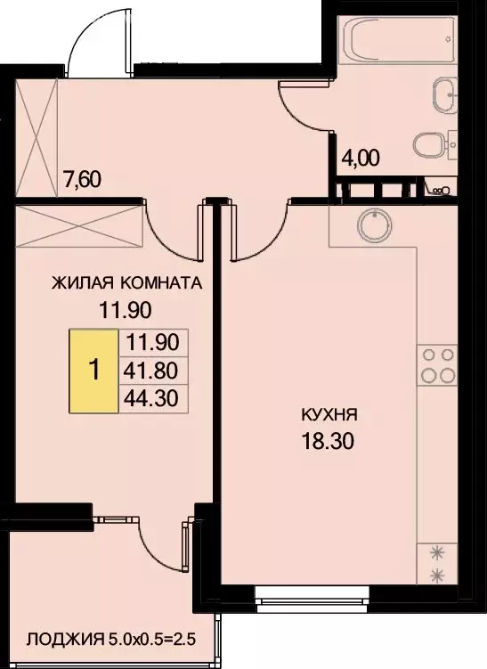 1-комнатная квартира: Краснодарский край, Динской район, ... - Фото 1