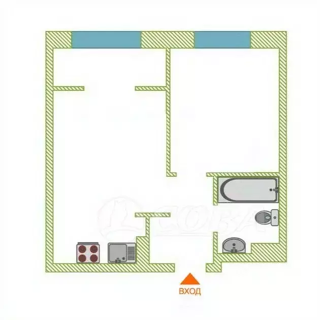 1-к кв. Тюменская область, Тюмень ул. Газовиков, 73к3 (44.5 м) - Фото 2
