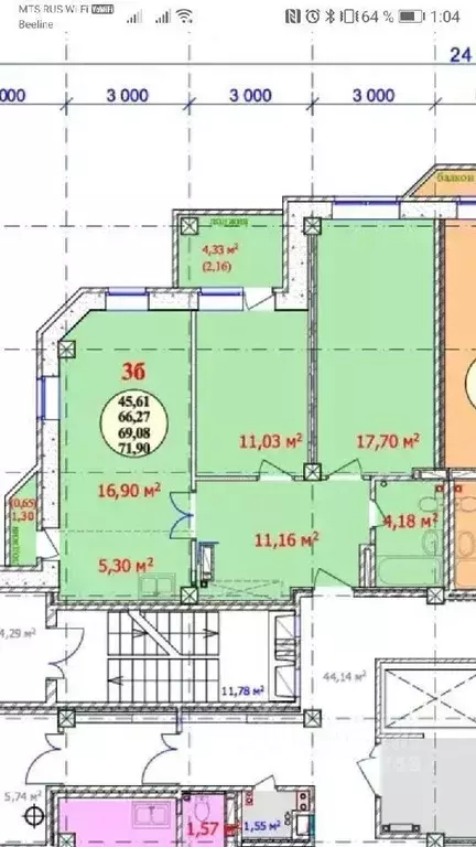 3-к кв. Новосибирская область, Новосибирск Плановая ул., 52 (70.0 м) - Фото 1