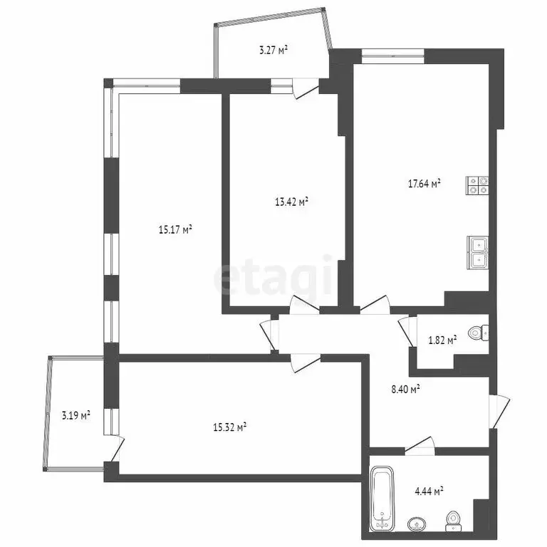 3-комнатная квартира: Ростов-на-Дону, улица Ларина, 45с2 (80.2 м) - Фото 0