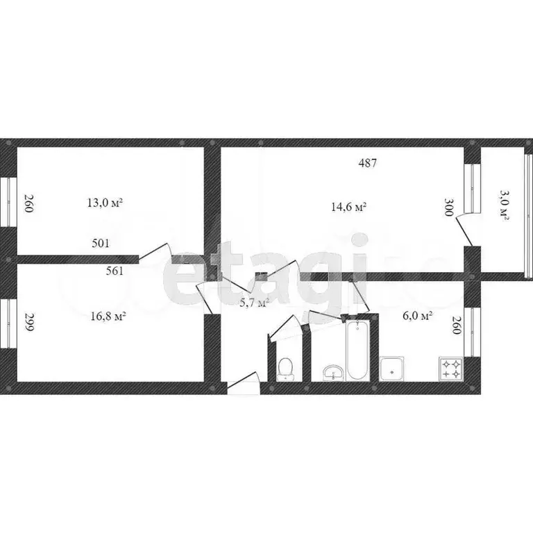 3-к. квартира, 59 м, 5/5 эт. - Фото 0