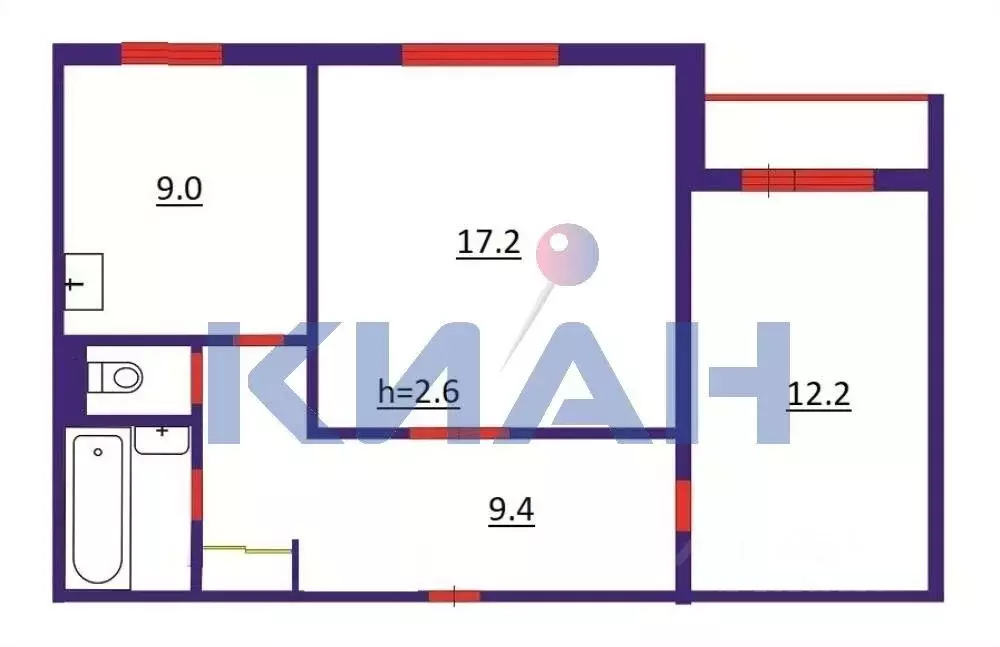 2-к кв. Красноярский край, Красноярск ул. Сергея Лазо, 22 (53.0 м) - Фото 2