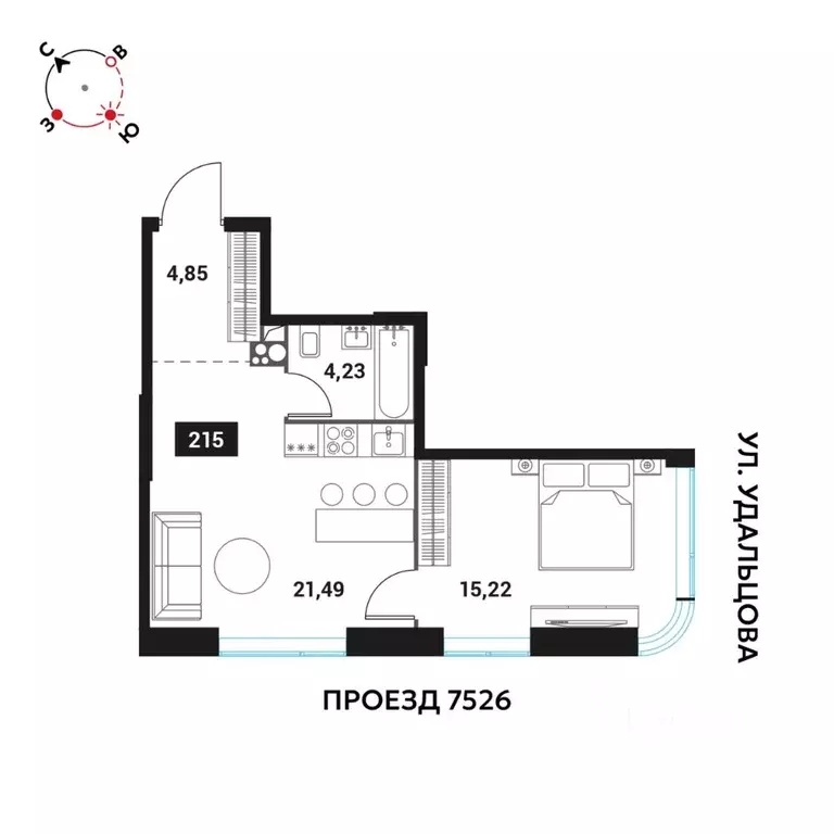 2-к кв. Москва Инноватор жилой комплекс, кА (45.7 м) - Фото 0