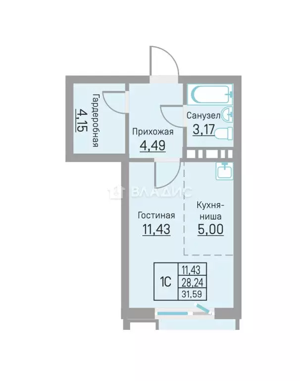 Квартира-студия: Пермь, улица 40-летия Победы, 10А (26.1 м) - Фото 2