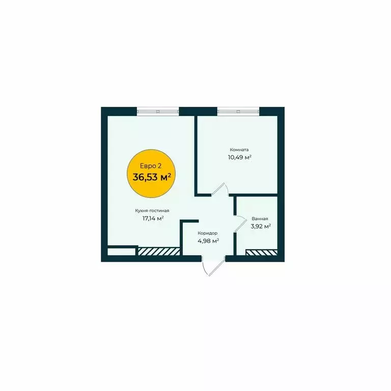 1-комнатная квартира: Тюмень, Лесопарковая улица, 1к2 (36.53 м) - Фото 1