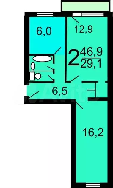 Аукцион: 2-к. квартира, 42,5 м, 2/4 эт. - Фото 0