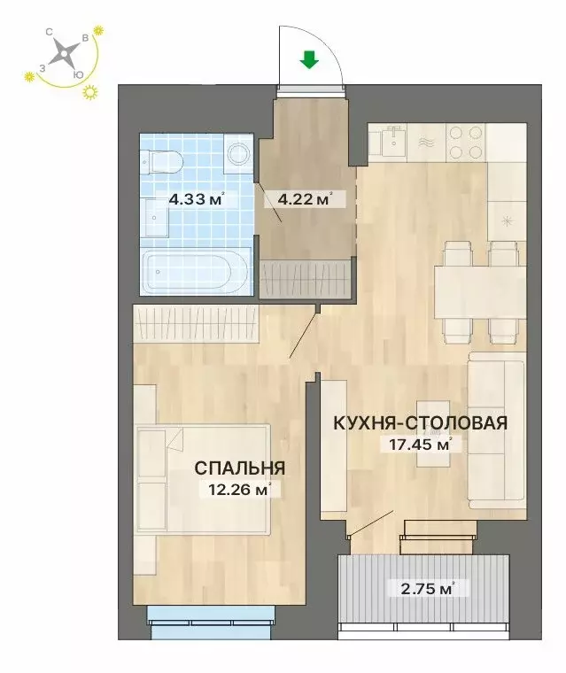 1-комнатная квартира: Екатеринбург, жилой район Уралмаш, Авангардная ... - Фото 0