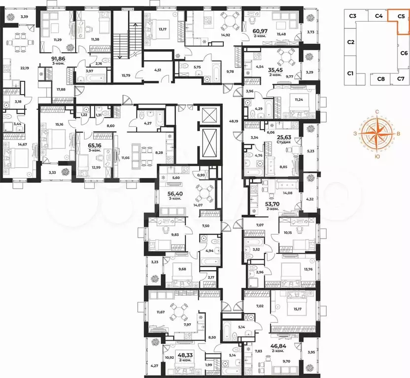 2-к. квартира, 35,5 м, 8/10 эт. - Фото 1