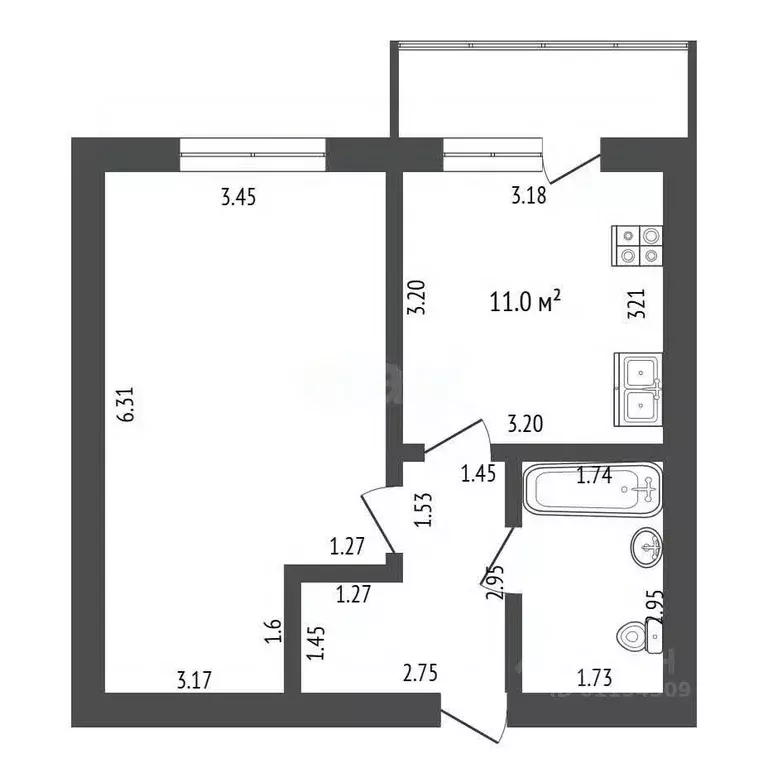 1-к кв. Мордовия, Саранск Волгоградская ул., 46 (43.0 м) - Фото 2