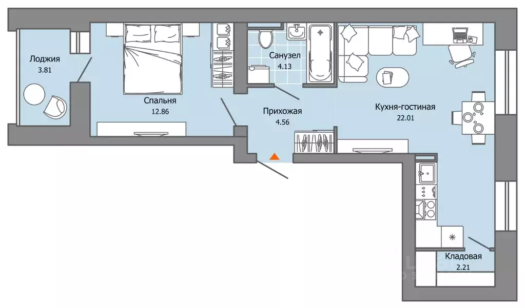 1-к кв. Пермский край, Пермь ул. Дзержинского, 35А (48.0 м) - Фото 2