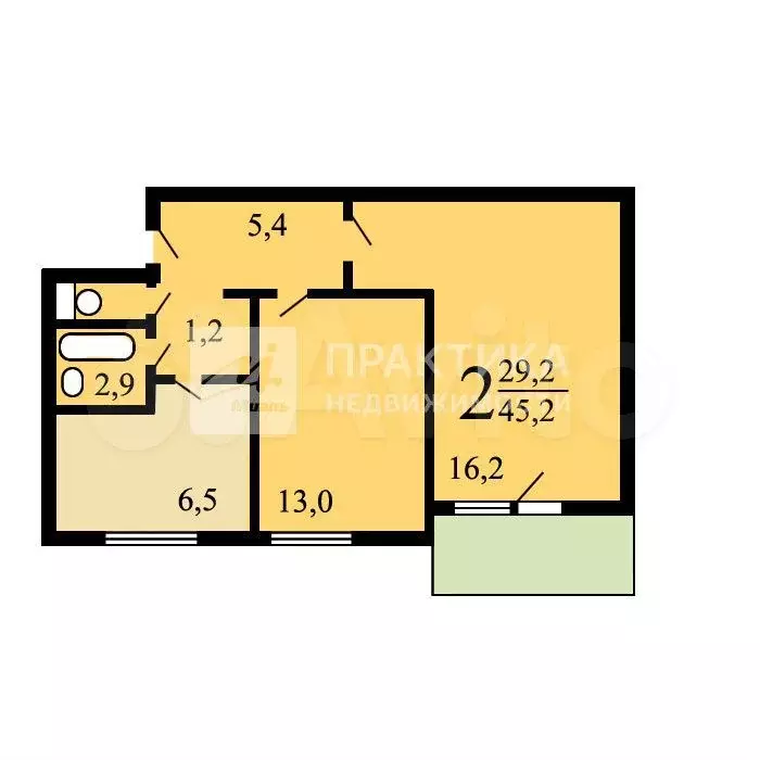 2-к. квартира, 50 м, 5/12 эт. - Фото 0
