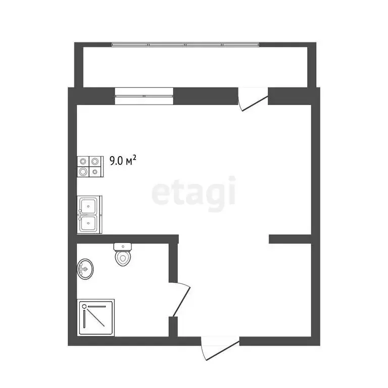 Квартира-студия: Тобольск, микрорайон Центральный, 28 (27 м) - Фото 1