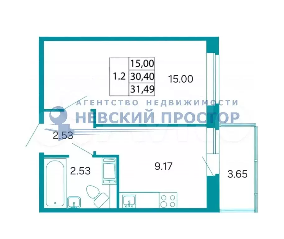 1-к. квартира, 31,9 м, 13/16 эт. - Фото 0