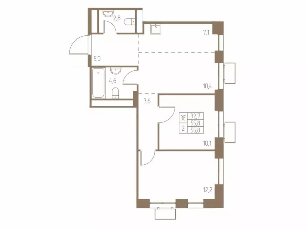 3-комнатная квартира: Пушкино, ЖК Фабрикант (55.8 м) - Фото 0