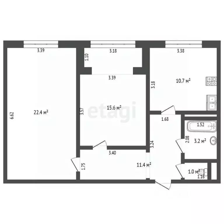 2-к кв. Ханты-Мансийский АО, Нягань ул. Мира, 6б (64.3 м) - Фото 1