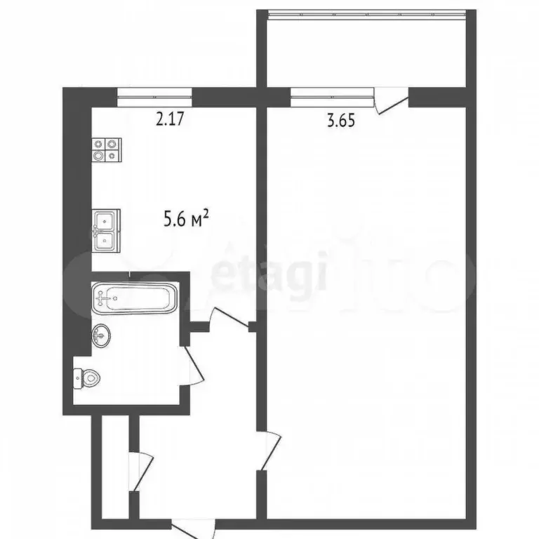1-к. квартира, 30 м, 3/5 эт. - Фото 0