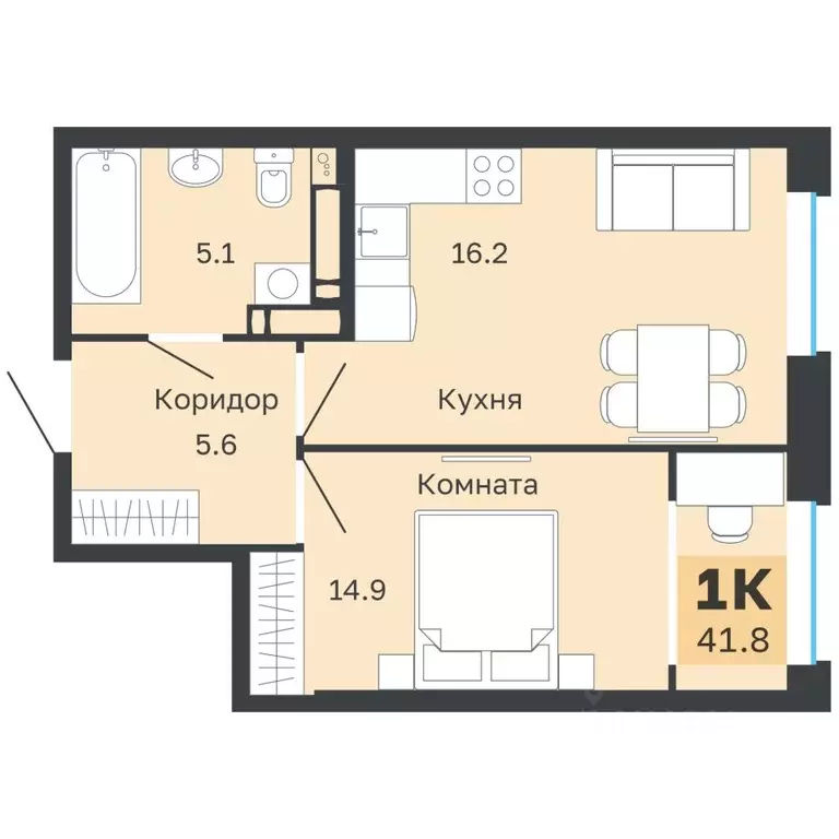 1-к кв. Пермский край, Пермь Парковый просп., 24 (41.8 м) - Фото 1