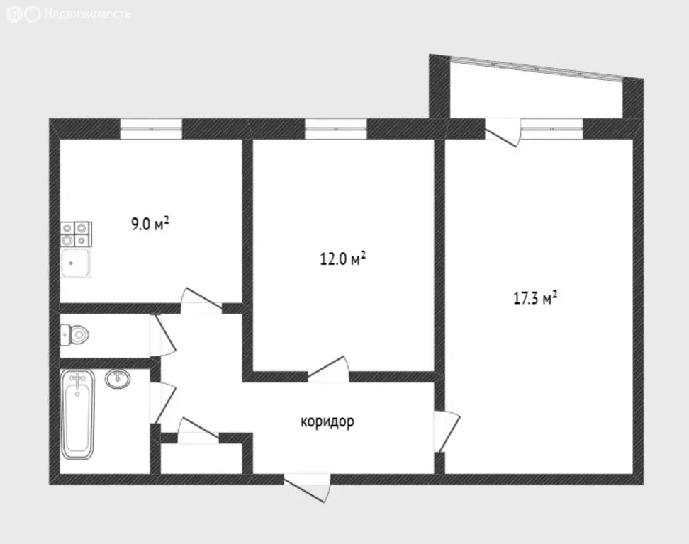 2-комнатная квартира: Тюмень, Ставропольская улица, 9 (50.3 м) - Фото 2