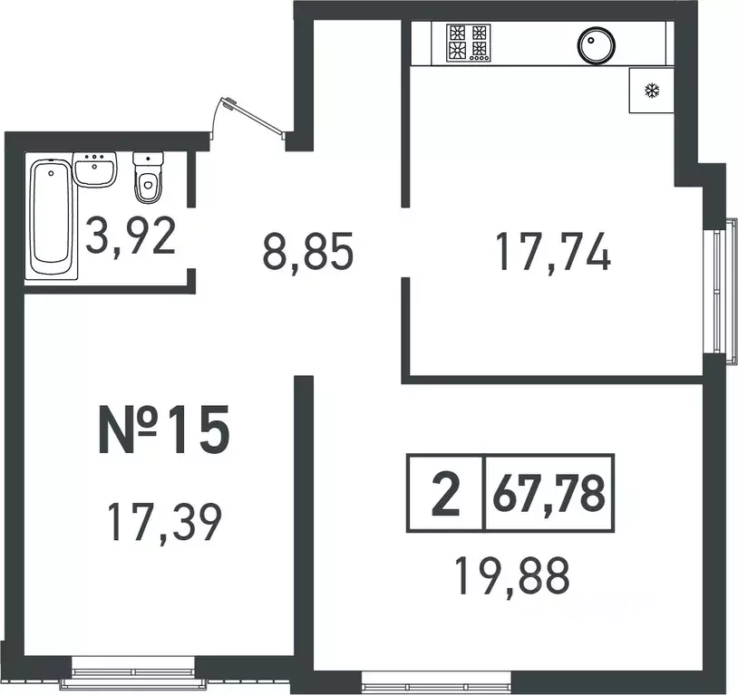 2-к кв. Краснодарский край, Краснодар ул. Атлантическая, 2к4 (67.78 м) - Фото 0