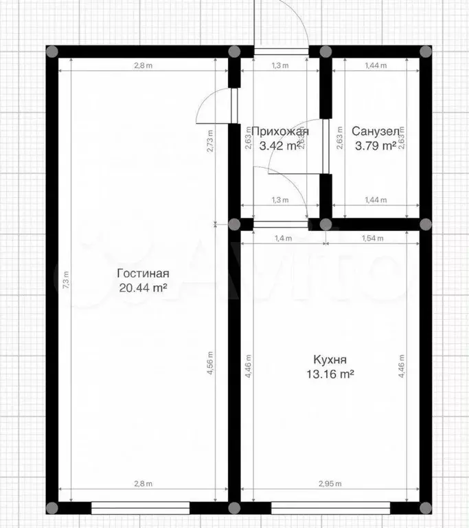1-к. квартира, 31 м, 2/5 эт. - Фото 0