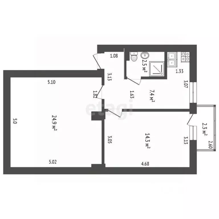 2-к кв. Ростовская область, Ростов-на-Дону ул. Саши Чебанова, 8 (53.2 ... - Фото 2