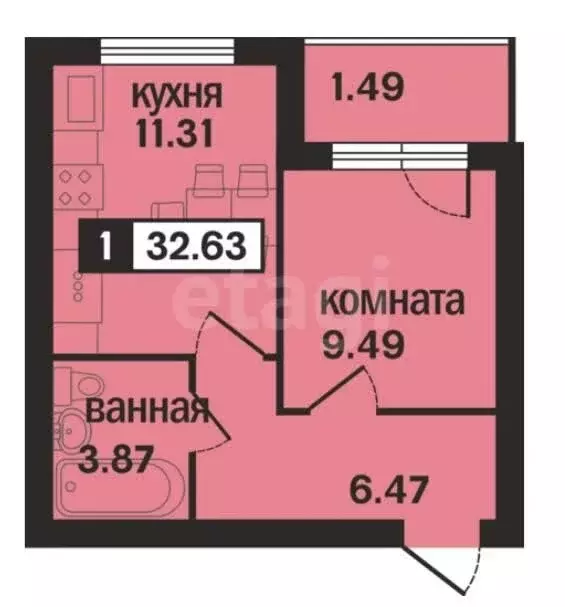 1-комнатная квартира: Муром, 5-я Новослободская улица, 4 (32 м) - Фото 1