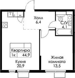 1-комнатная квартира: Санкт-Петербург, Кантемировская улица, 11Л (44.9 ... - Фото 0
